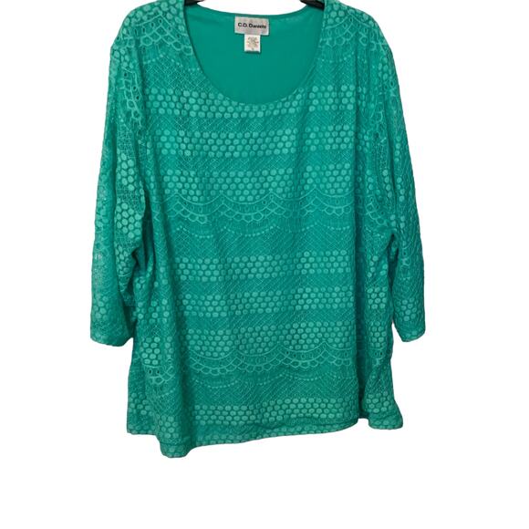 C. D. DANIELS EMBROIDERED PULL-OVER TOP, WOMENS, 3X, MINT GREEN, LINED, DRESSY - Picture 1 of 10